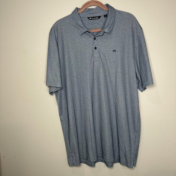 Travis Mathew Polo Shirt Mens XXLarge Blue polka dot Collared Cotton - Picture 1 of 10